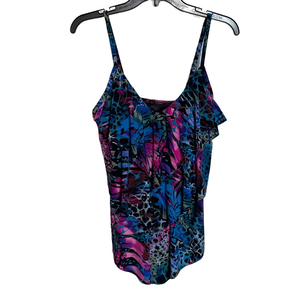 Magicsuit Social Butterfly Rita Top Blue/Multi 10 retail $126